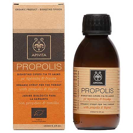 ORGANIC SYRUP FOR THE THROAT WITH PROPOLIS & THYME, ΒΙΟΛΟΓΙΚΟ ΣΙΡΟΠΙ ΓΙΑ ΤΟ ΛΑΙΜΟ ΜΕ ΠΡΟΠΟΛΗ & ΘΥΜΑΡΙ