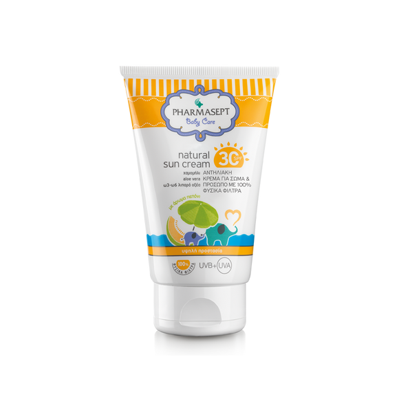 BABY NATURAL SUN CREAM SPF30, ΒΡΕΦΙΚΗ ΑΝΤΗΛΙΑΚΗ ΚΡΕΜΑ ΓΙΑ ΠΡΟΣΩΠΟ ΚΑΙ ΣΩΜΑ ΜΕ SPF30