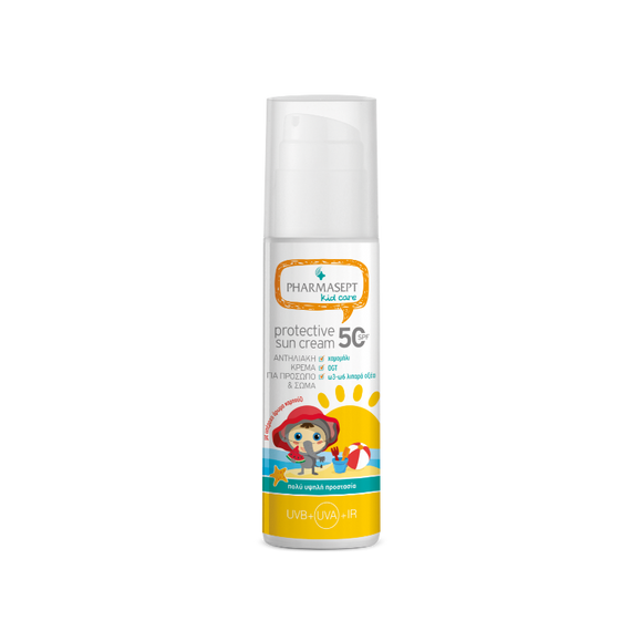KID CARE PROTECTIVE SUN CREAM SPF50, ΠΑΙΔΙΚΗ ΑΝΤΗΛΙΑΚΗ ΚΡΕΜΑ ΓΙΑ ΠΡΟΣΩΠΟ ΚΑΙ ΣΩΜΑ ΜΕ SPF50