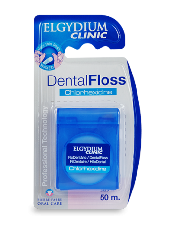 ELGYDIUM CLINIC DENTAL FLOSS CHLORHEXIDINE,ΟΔΟΝΤΙΚΟ ΝΗΜΑ ΕΛΑΦΡΩΣ ΚΗΡΩΜΕΝΟ ΜΕ ΧΛΩΡΕΞΙΔΙΝΗ ΧΩΡΙΣ ΓΕΥΣΗ