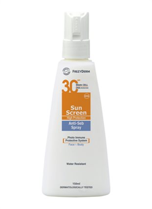 SUN SCREEN SPRAY ANTI-SEB SPF 30+,  ΑΝΤΗΛΙΑΚΟ ΓΑΛΑΚΤΩΜΑ ΠΡΟΣΩΠΟΥ & ΣΩΜΑΤΟΣ ΓΙΑ ΔΕΡΜΑ ΜΕ ΤΑΣΗ ΑΚΜΗΣ ΣΕ ΜΟΡΦΗ ΣΠΡΕΙ