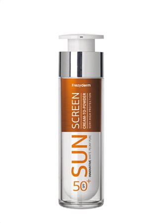 SUN SCREEN CREAM TO POWDER SPF50+, ΑΝΤΗΛΙΑΚΗ ΚΡΕΜΑ ΠΡΟΣΩΠΟΥ ΜΕ ΑΙΣΘΗΣΗ ΠΟΥΔΡΑΣ