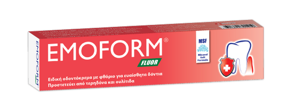 EMOFORM FLUOR TOOTHPASTE, ΕΙΔΙΚΗ ΟΔΟΝΤΟΚΡΕΜΑ ΜΕ ΦΘΟΡΙΟ ΓΙΑ ΕΥΑΙΣΘΗΤΑ ΔΟΝΤΙΑ