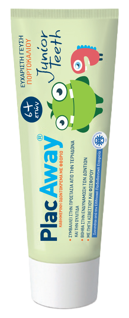 PLAC AWAY JUNIOR ΤΕΕΤΗ TOOTHPASTE, ΠΑΙΔΙΚΗ ΟΔΟΝΤΟΚΡΕΜΑ ΓΙΑ ΠΡΟΣΤΑΣΙΑ ΑΠΌ ΤΕΡΗΔΟΝΑ/ΟΥΛΙΤΙΔΑ & ΕΝΔΥΝΑΜΩΣΗ ΔΟΝΤΙΩΝ ΜΕ ΓΕΥΣΗ Π...