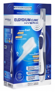 ELGYDIUM CLINIC HYBRID BLUE,ΥΒΡΙΔΙΚΗ ΟΔΟΝΤΟΒΟΥΡΤΣΑ 2 ΣΕ 1 ΗΛΕΚΤΡΙΚΗ & ΧΕΙΡΟΚΙΝΗΤΗ ΣΕ ΜΠΛΕ ΧΡΩΜΑ