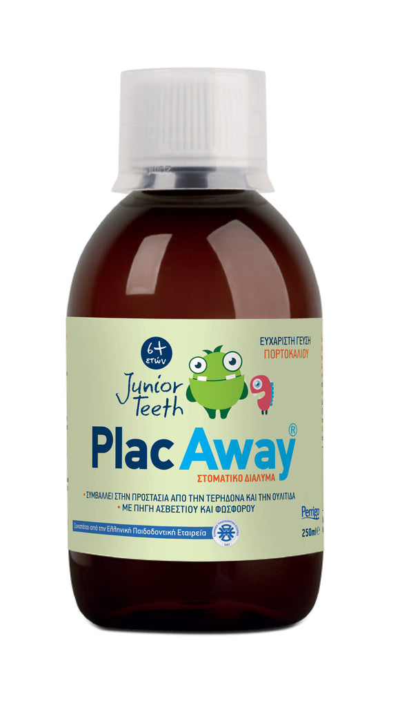 PLAC AWAY JUNIOR ΤΕΕΤΗ, ΠΑΙΔΙΚΟ ΣΤΟΜΑΤΙΚΟ ΔΙΑΛΥΜΑ  ΓΙΑ ΠΡΟΣΤΑΣΙΑ ΑΠΌ ΤΕΡΗΔΟΝΑ & ΟΥΛΙΤΙΔΑ ΜΕ ΓΕΥΣΗ ΠΟΡΤΟΚΑΛΙ
