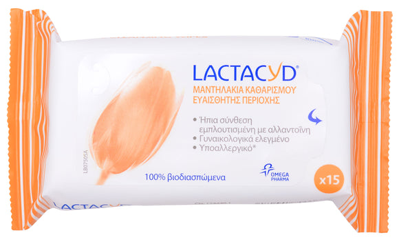LACTACYD WIPES, ΠΡΑΚΤΙΚΑ ΑΠΑΛΑ & ΗΠΙΑ ΜΑΝΤΗΛΑΚΙΑ ΚΑΘΑΡΙΣΜΟΥ ΓΙΑ ΕΥΑΙΣΘΗΤΗ ΠΕΡΙΟΧΗ